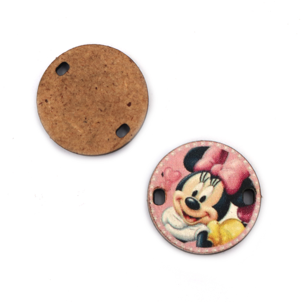 Connecting Circle Element for Children Accessories / Minnie Mouse, 25x2 mm, Hole: 2x3 mm - 5 pieces