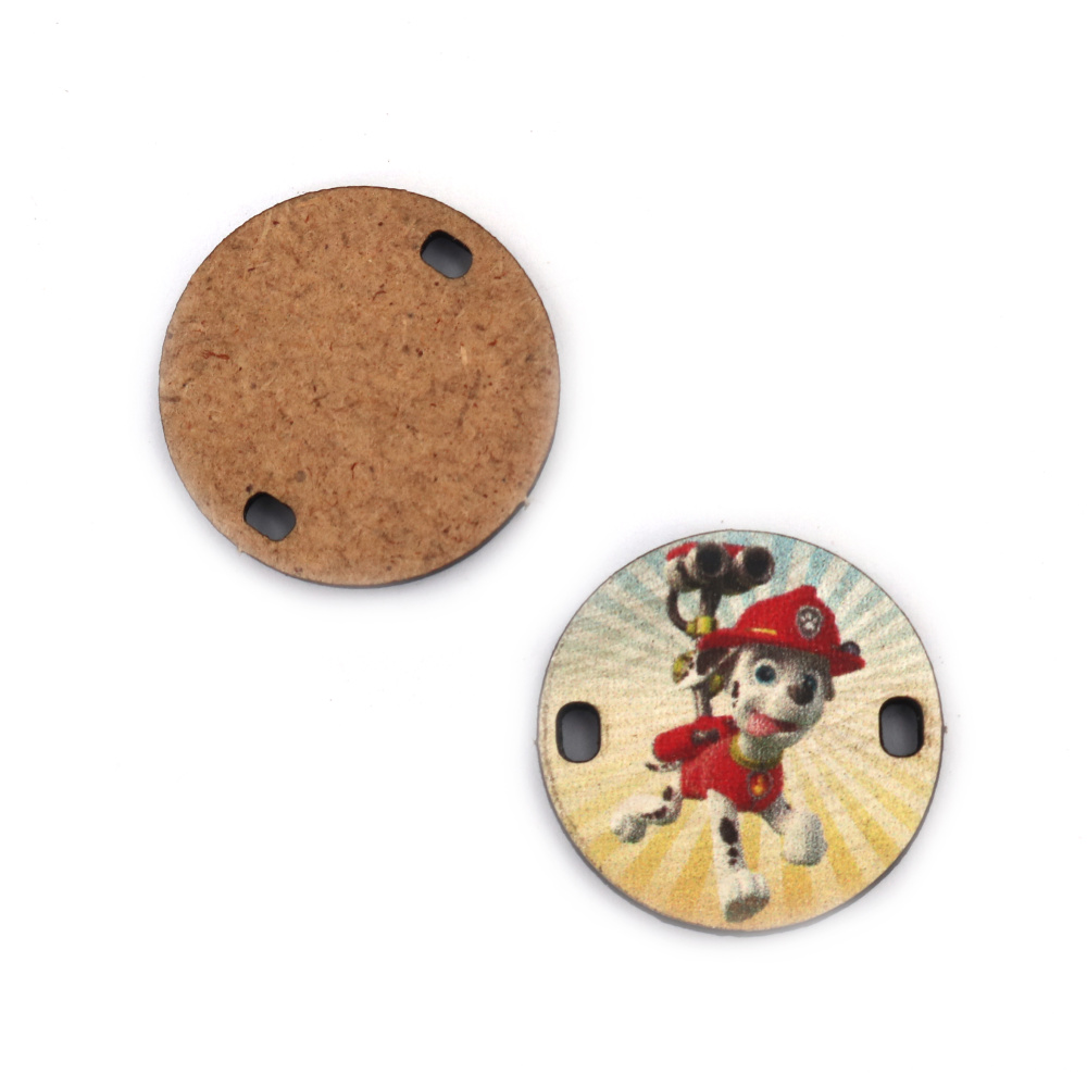 Round Connecting Element from MDF, Dog, 25x3 mm, Hole-2x3 mm - Set of 5 Pieces