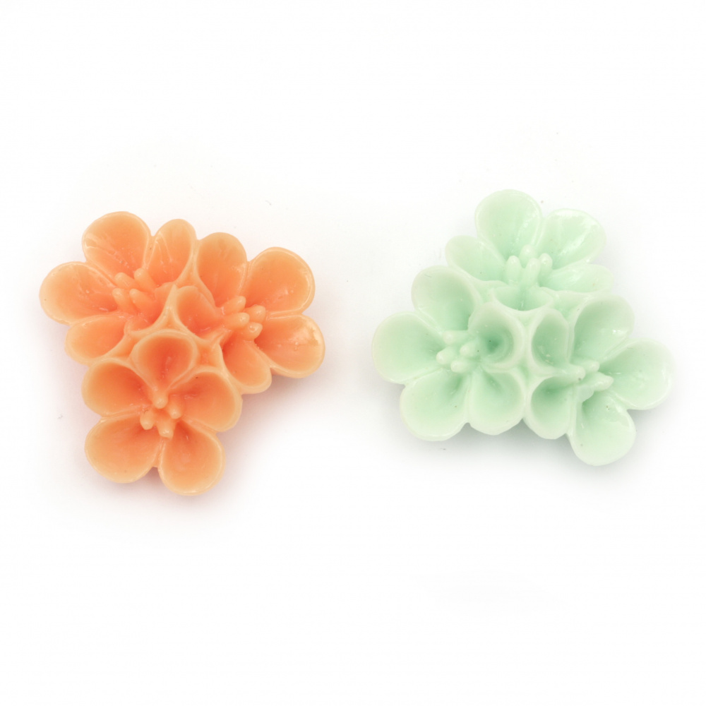 Acrylic resin flower cabochon 32x15 mm mix - 2 pieces