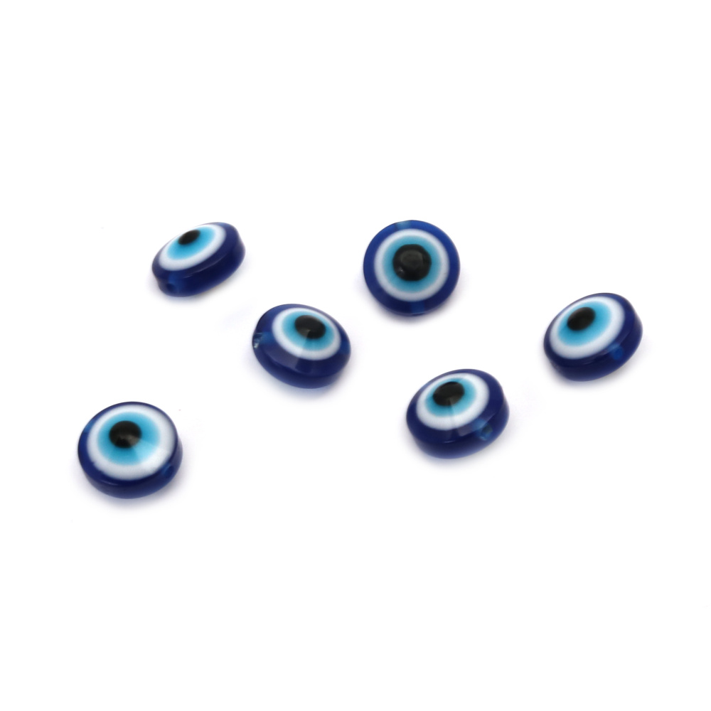 Blue Evil Eye - 10x7 mm - hole 1 mm - 20 pieces