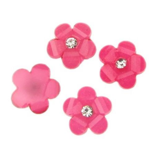 Χάντρα  τύπου καμπουσόν   12 mm ροζ λουλούδι  -10 τεμάχια