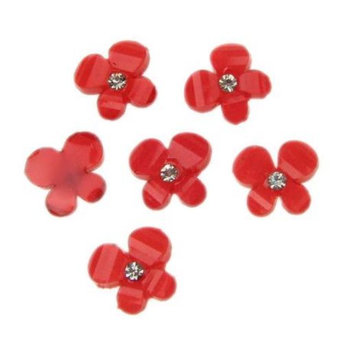 Butterfly with crystal pebble, bead for gluing cabochon type 12 mm   red - 10 pieces