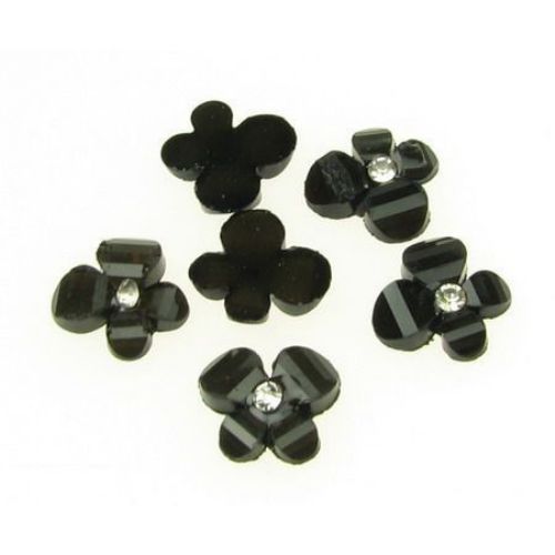 Dense butterfly with crystal pebble, bead for gluing cabochon type 12 mm black - 10 pieces