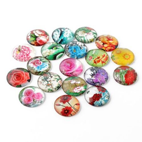 Cabochon Beads for glas, Half Round for Gluing, DIY, Clothes, Jewelleryhemisphere 20x6 mm ASSORTED -5 pieces