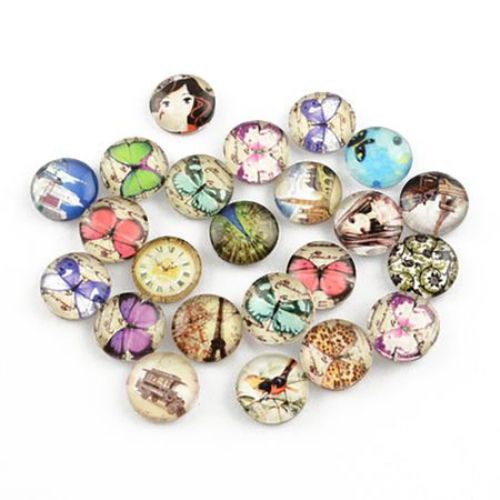 Cabochon Beads for glas, Half Round for Gluing, DIY, Clothes, Jewelleryhemisphere 10x4 mm ASSORTE -10 pieces