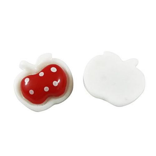 Resin apple bead type cabochon 14x13x5 mm white - 10 pieces