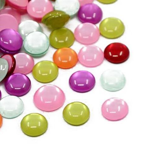 Resin beads cabochon type 10 x 3 mm MIX