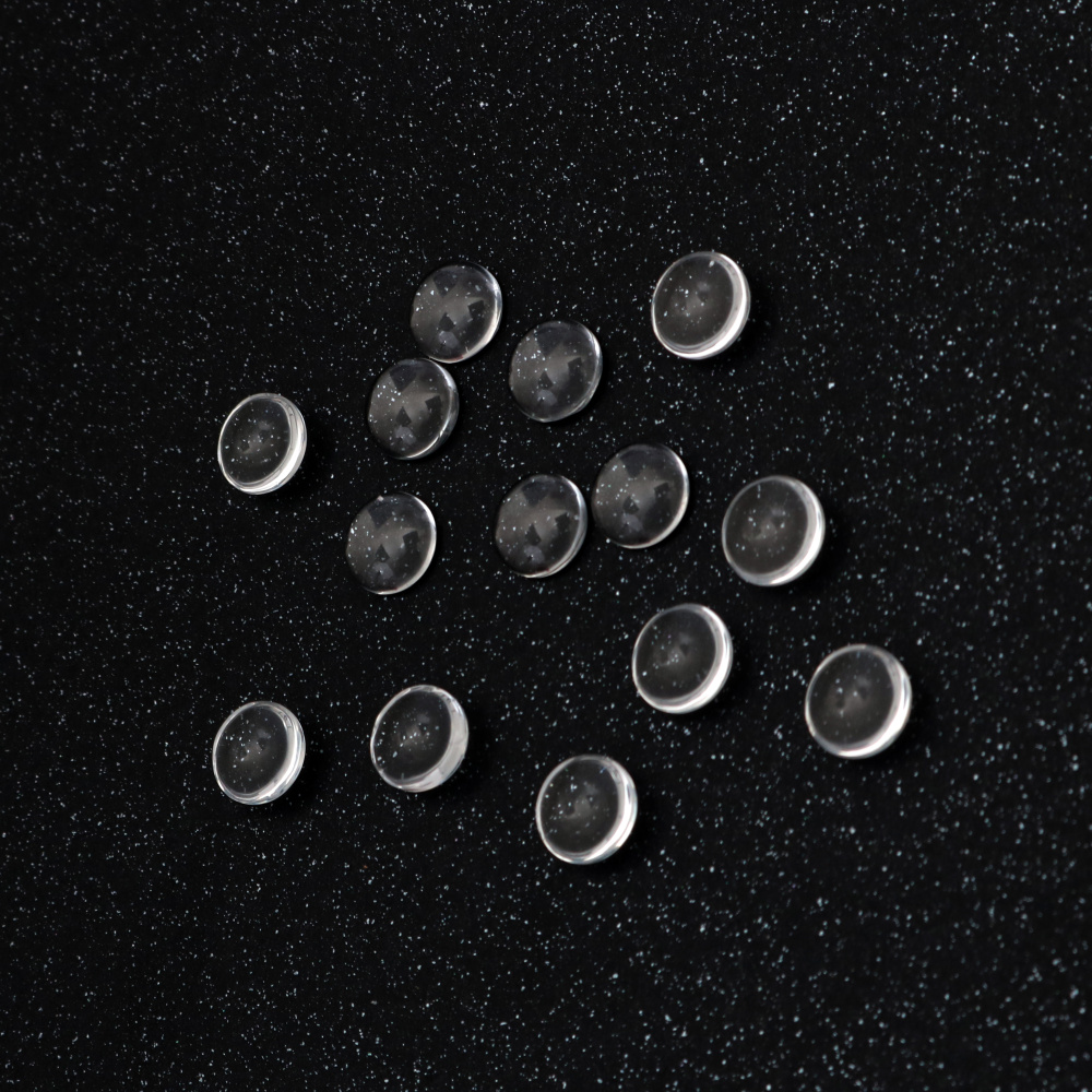 Průhledné skleněné kabošony (půlkoule) na lepení, 10 × 3,5 mm, 20 ks