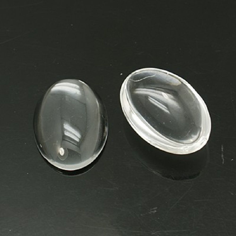 Cabochon Beads for glas, Half Round for Gluing, DIY, Clothes, Jewellery hemisphere 30x20x5 mm transparent -5 pieces