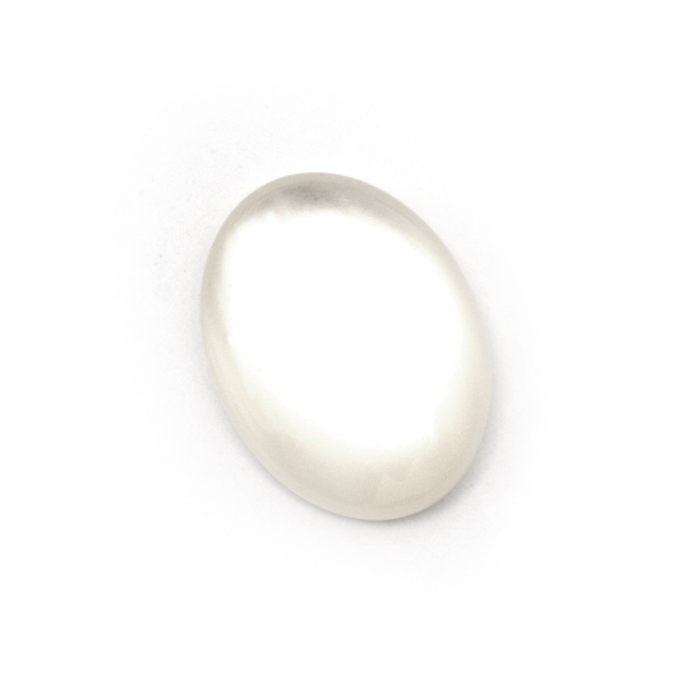Acrylic resin ellipse cabochon, imitation mother of pearl  20x15x4.5 mm color white - 5 pieces