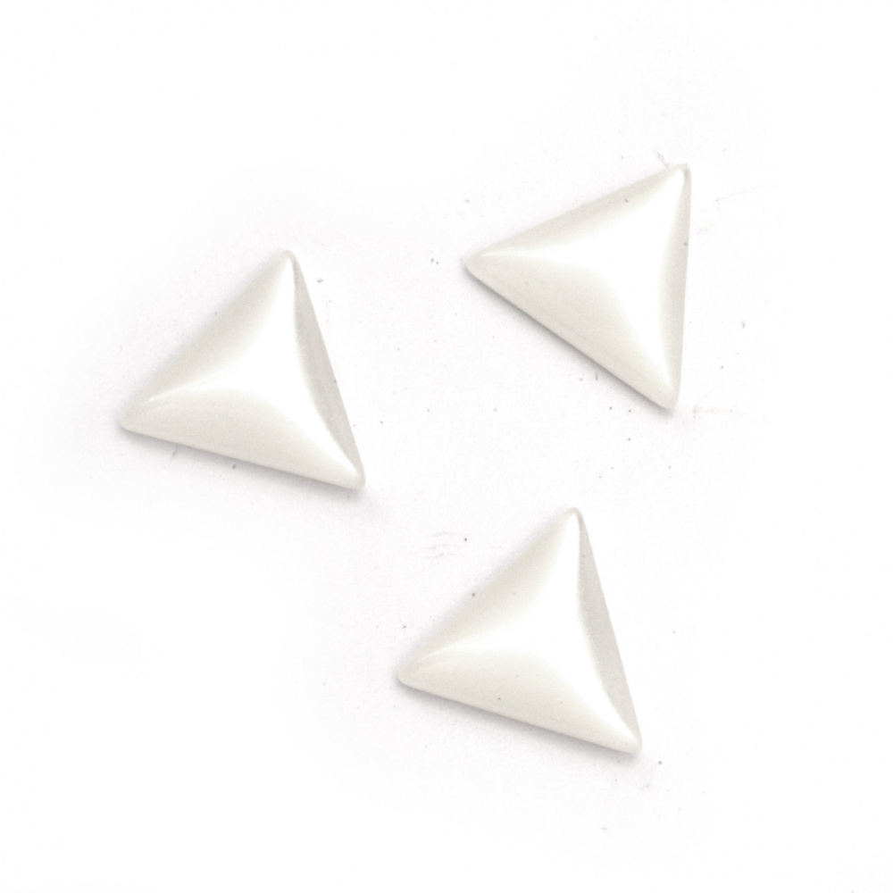 Acrylic resin triangle cabochon, imitation mother of pearl   12x11x3.5 mm color white - 10 pieces