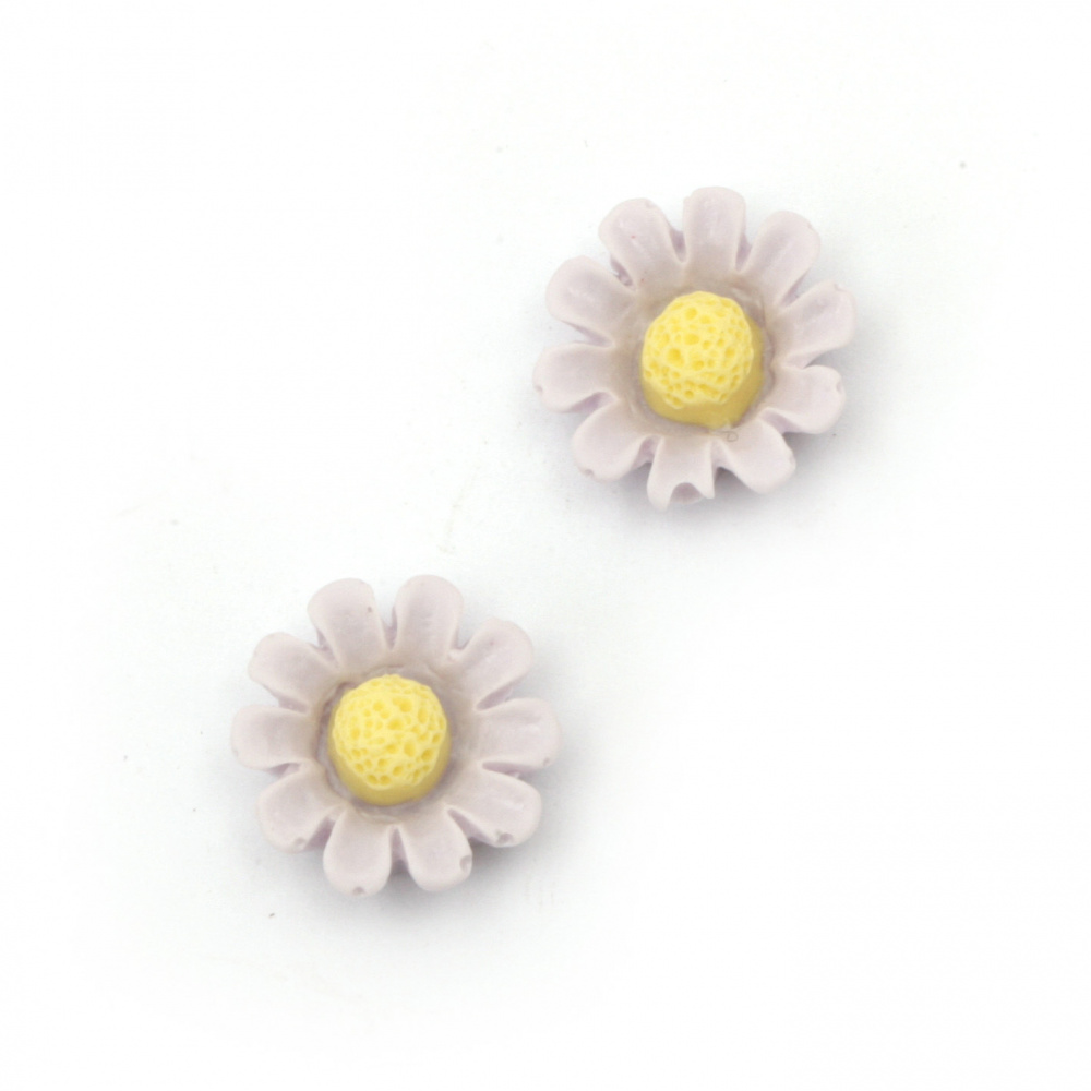 Мънисто резин тип кабошон цвете 13x5.5 мм цвят лилав -10 броя