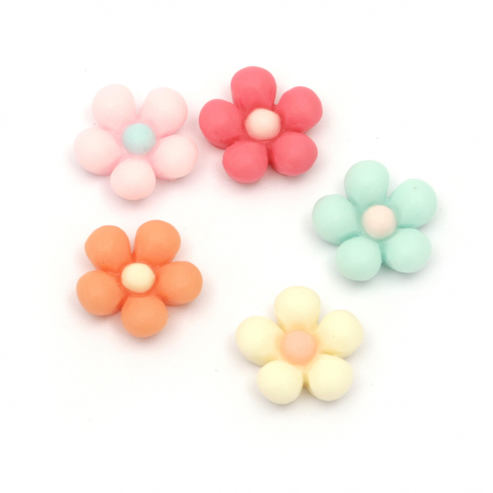 Acrylic resin flower cabochon 14x5 mm mix - 10 pieces