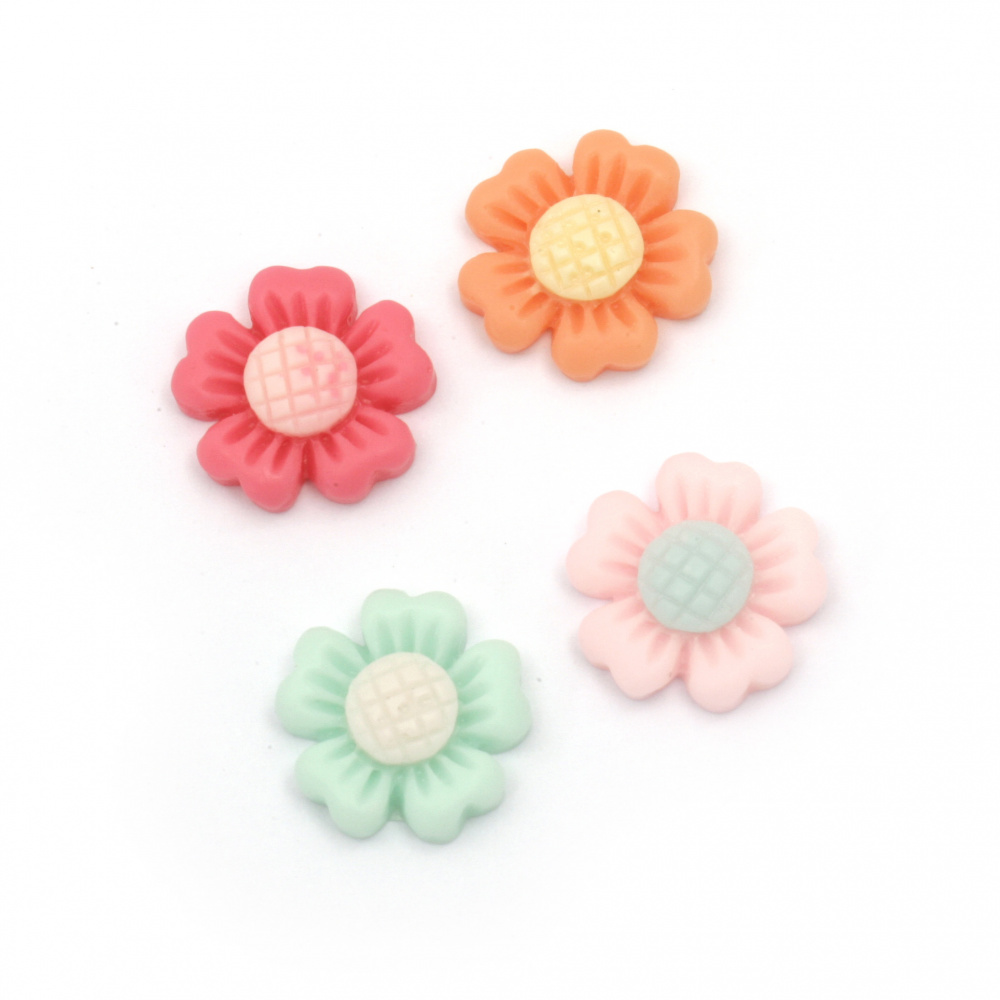 Acrylic resin flower cabochon 14x4 mm mix - 10 pieces