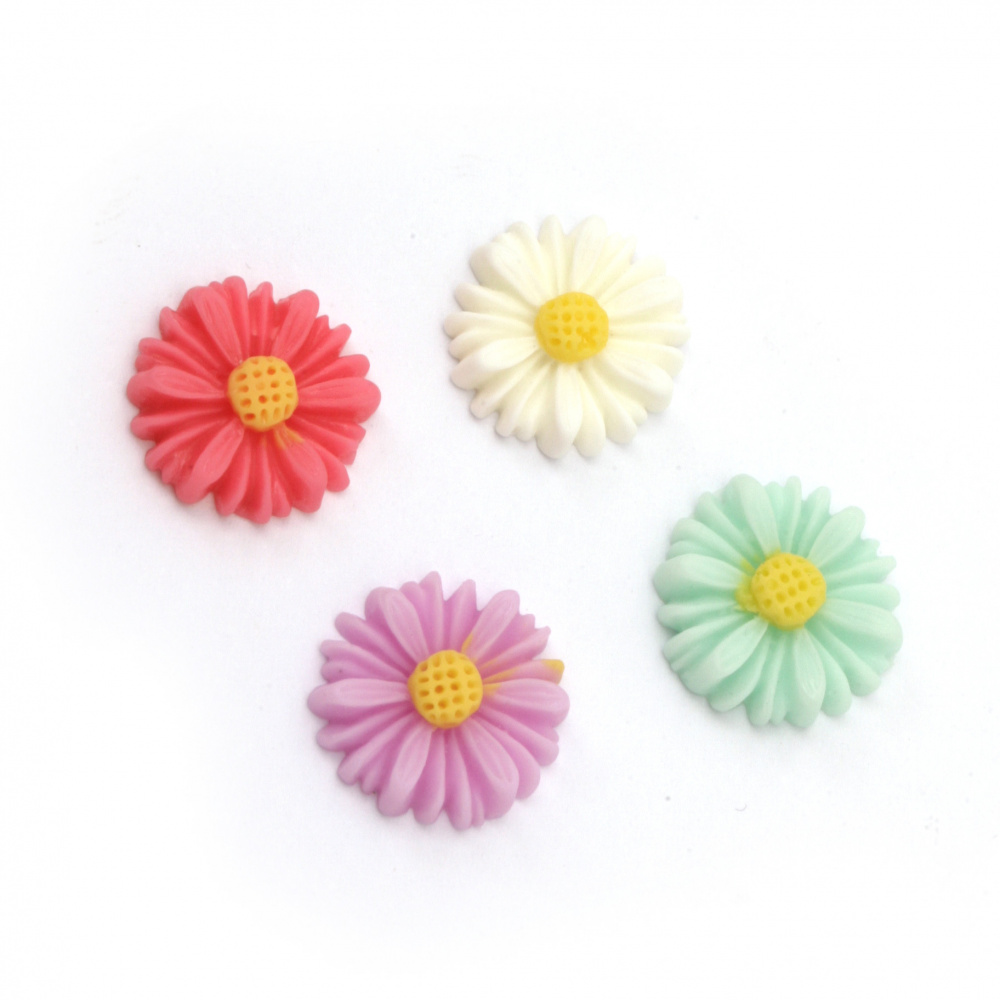 Acrylic resin flower cabochon 13x4 mm mix - 10 pieces
