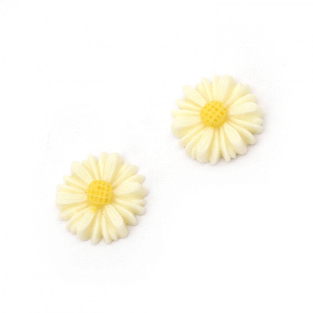 Acrylic resin flower cabochon 13x4 mm cream color - 10 pieces