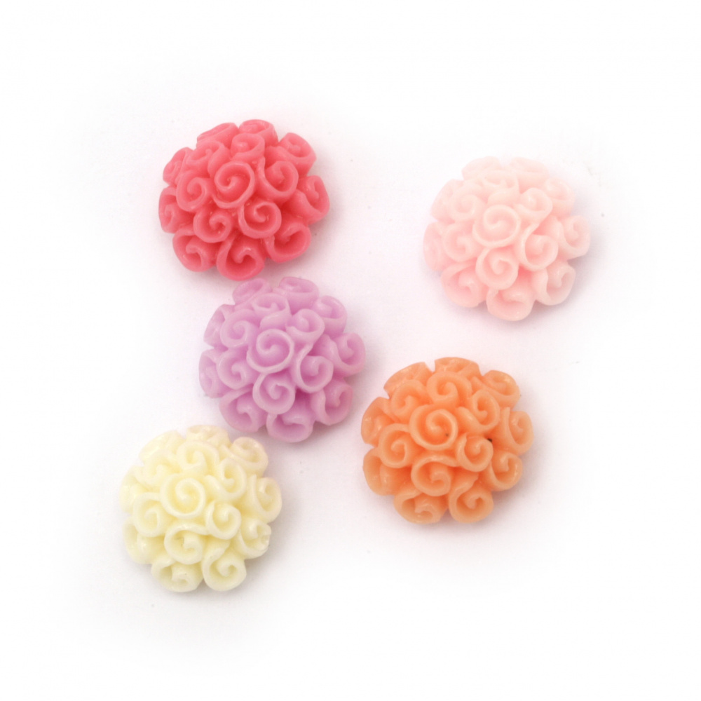Acrylic resin flower cabochon 12x8 mm mix - 10 pieces
