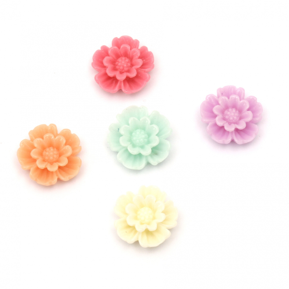 Acrylic resin flower cabochon 11x4 mm mix - 10 pieces