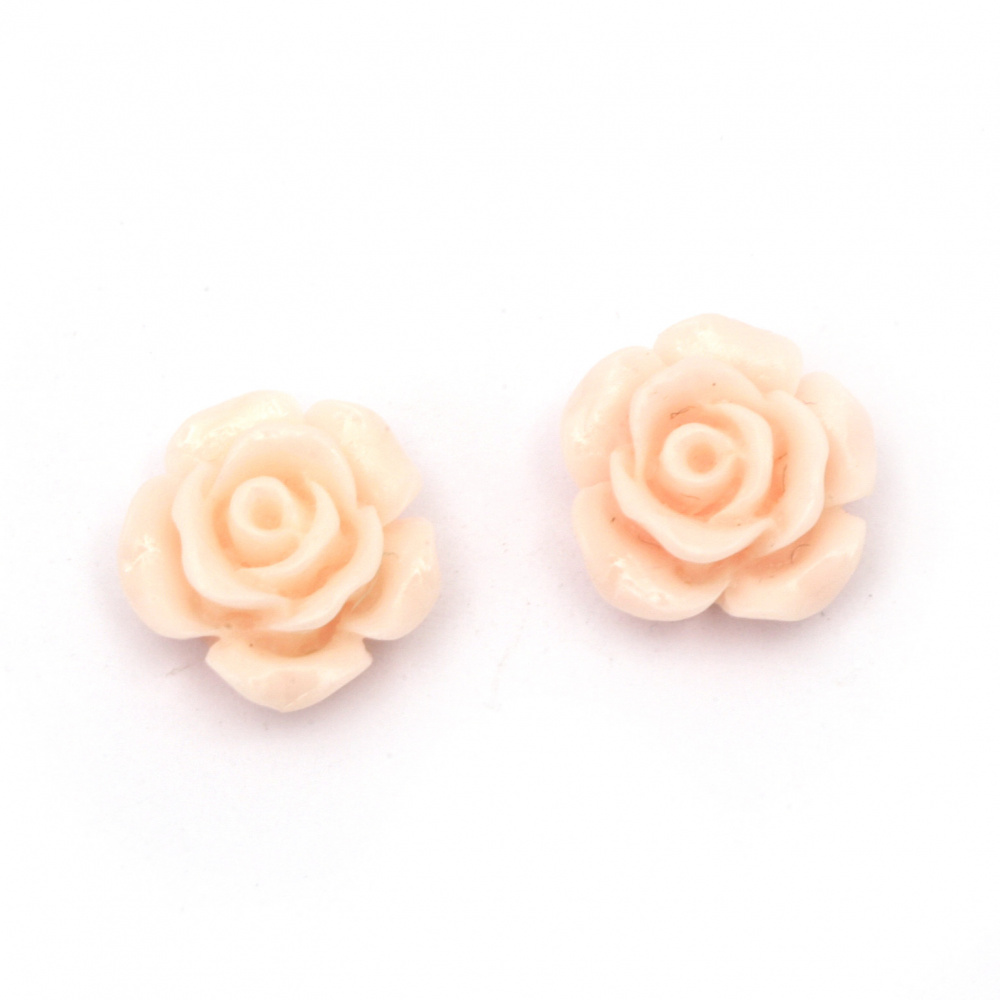Мънисто резин тип кабошон роза 13x7 мм цвят розов -10 броя