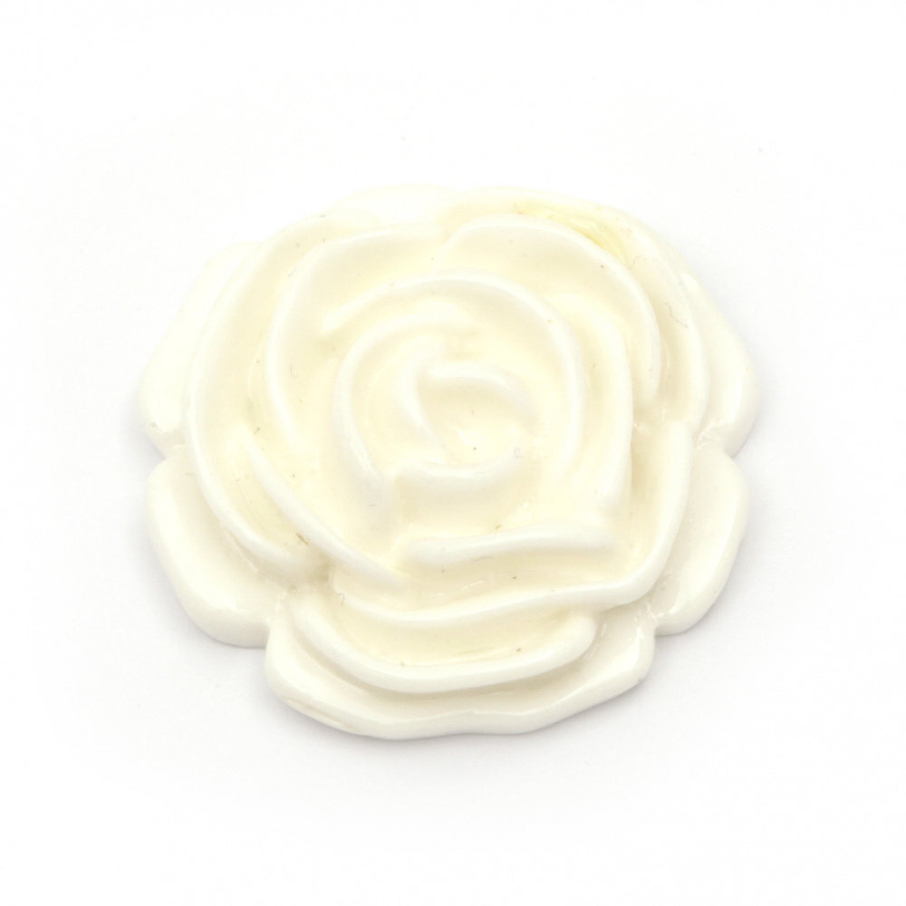 Acrylic resin rose cabochon 34x11 mm color white - 2 pieces