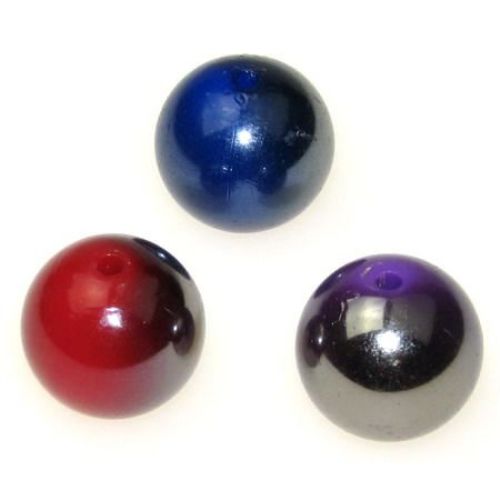 Assorted acrylic bead  with black UV plating 18 mm assorted color 20 g - 6 pieces