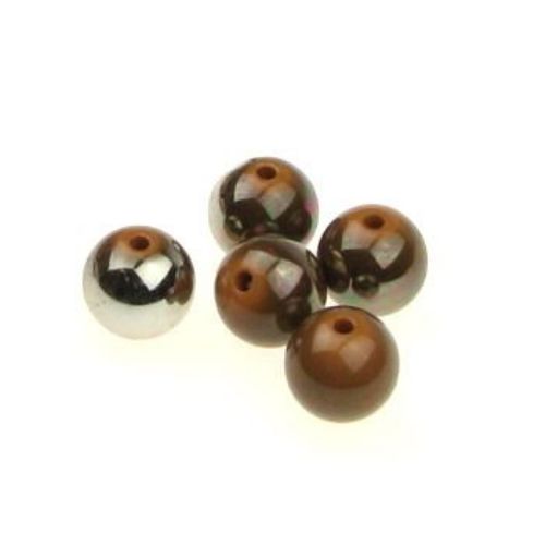 Χάντρες με μαύρη επικάλυψη UV 16 mm τρύπα 2 mm καφέ -20 γραμμάρια- 9 τεμάχια