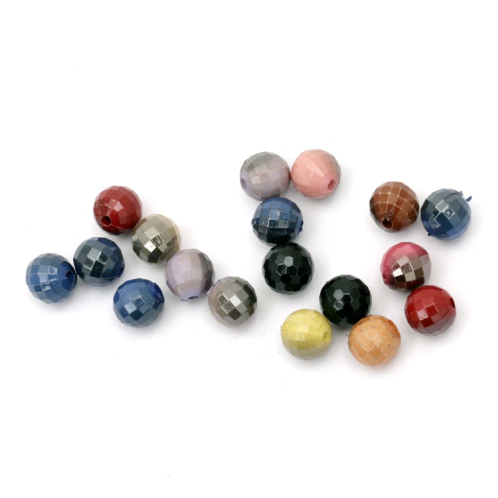 UV plating acrylic coating ball 10 mm hole 1.5 mm faceted mix -20 grams ~ 36 pieces