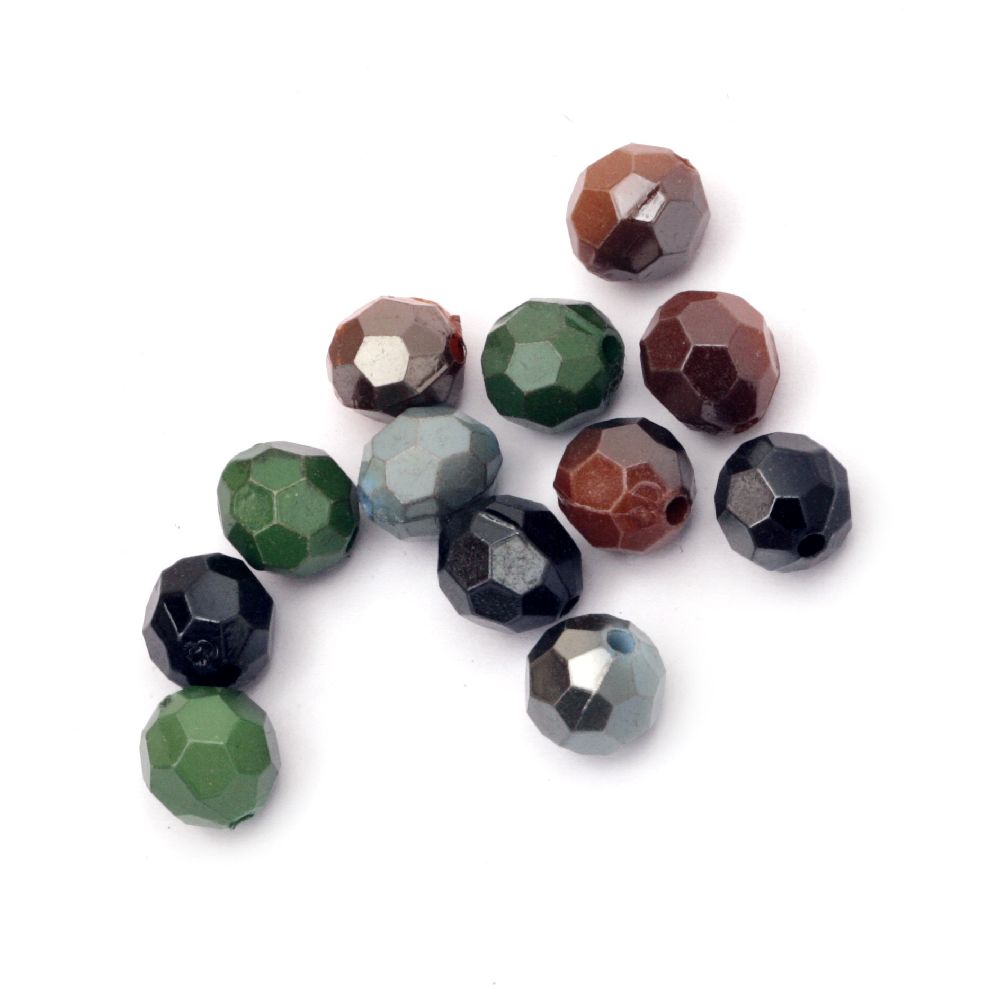 Bead solid with UV coating ball 10 mm hole 1.5 mm multi-walled mix -20 grams ~ 36 pieces