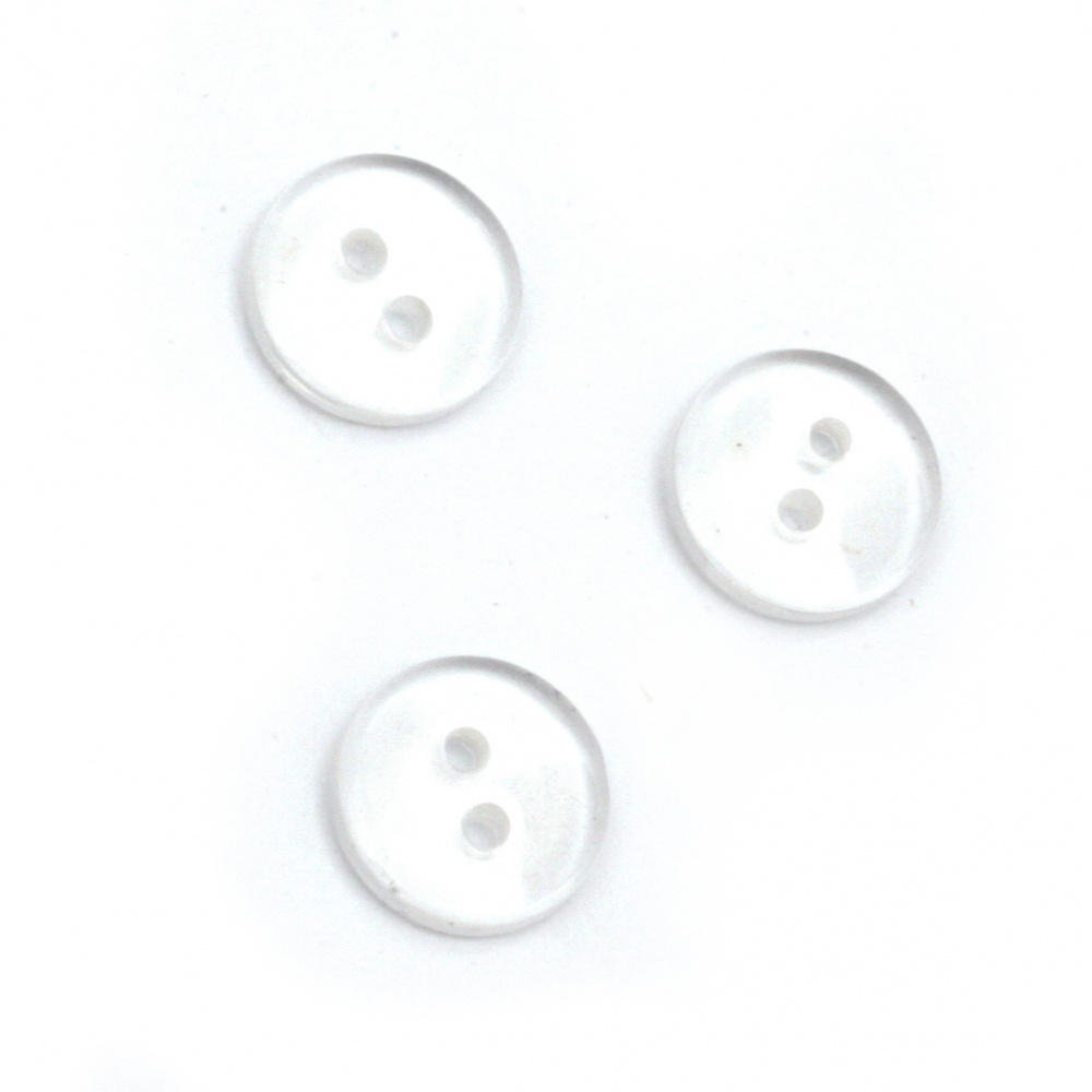 Plastic button 10x2 mm hole 1 mm transparent -20 pieces