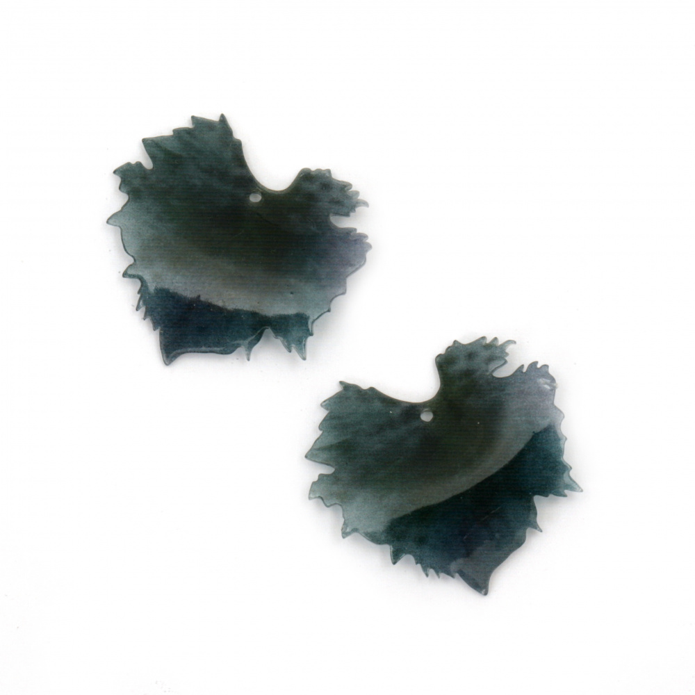 Acrylic Heart-shaped Leaf Pendant, 27x30x2 mm, Hole: 1 mm - 2 pieces