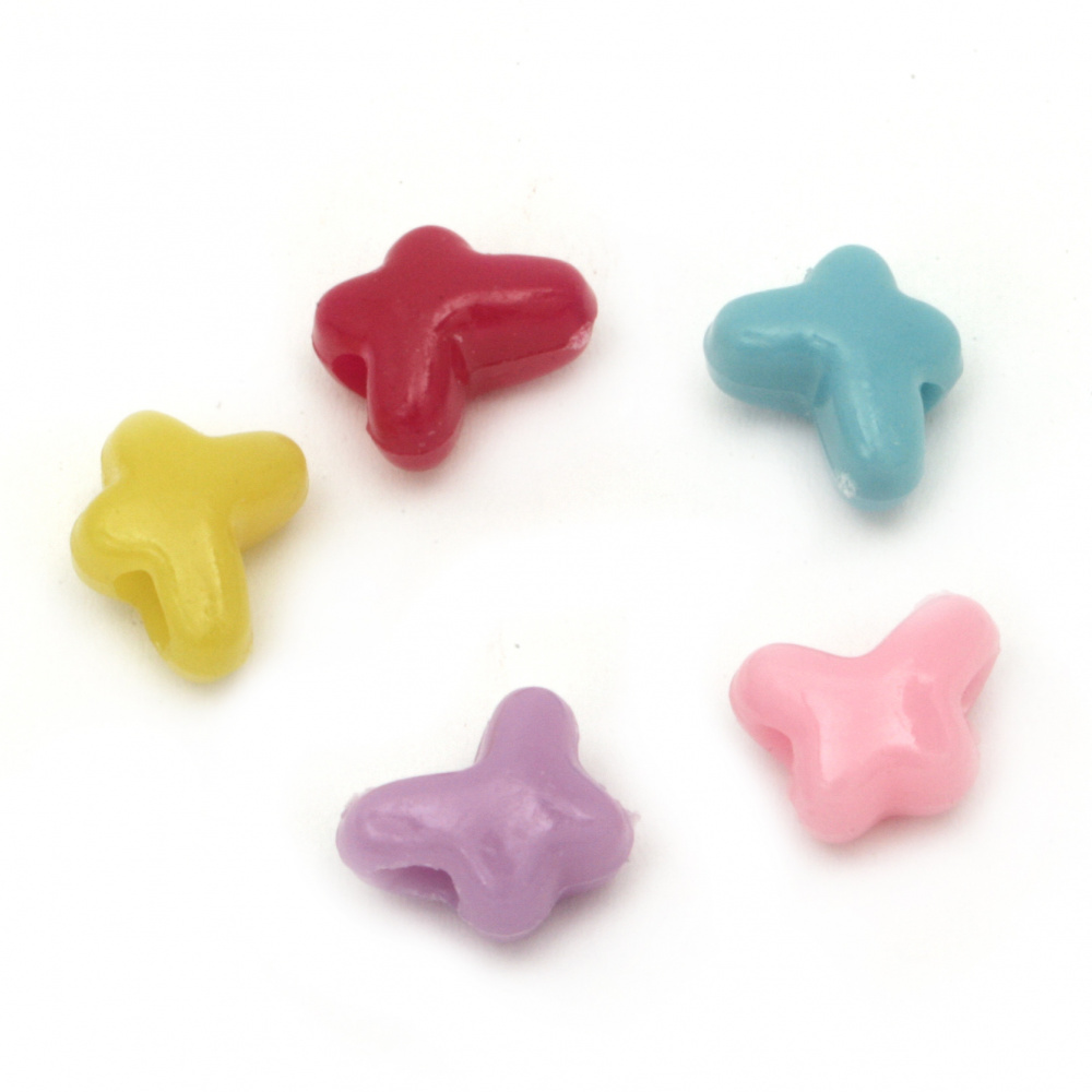 Solid Plastic Butterfly Bead, 10x8x6 mm, Hole: 3 mm, MIX -50 grams ~ 260 pieces