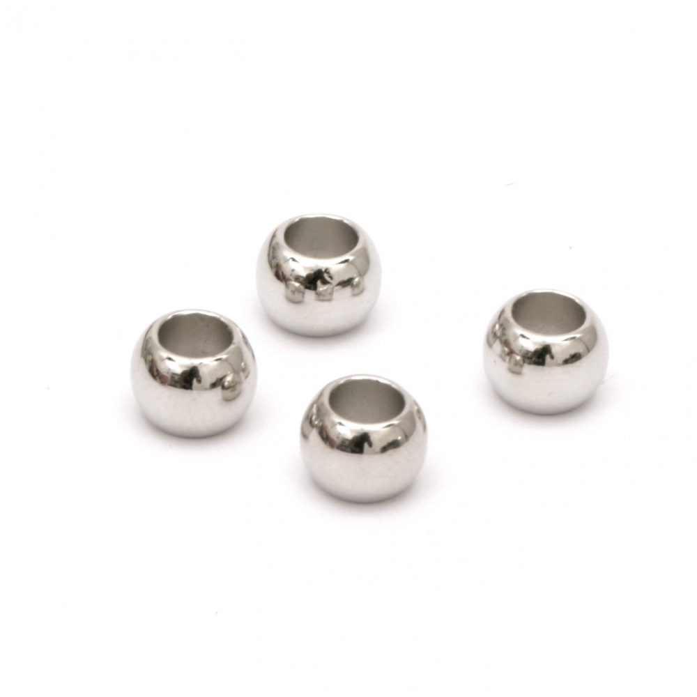 Bead CCB ball 8.5x6 mm hole 5 mm color silver -50 pieces
