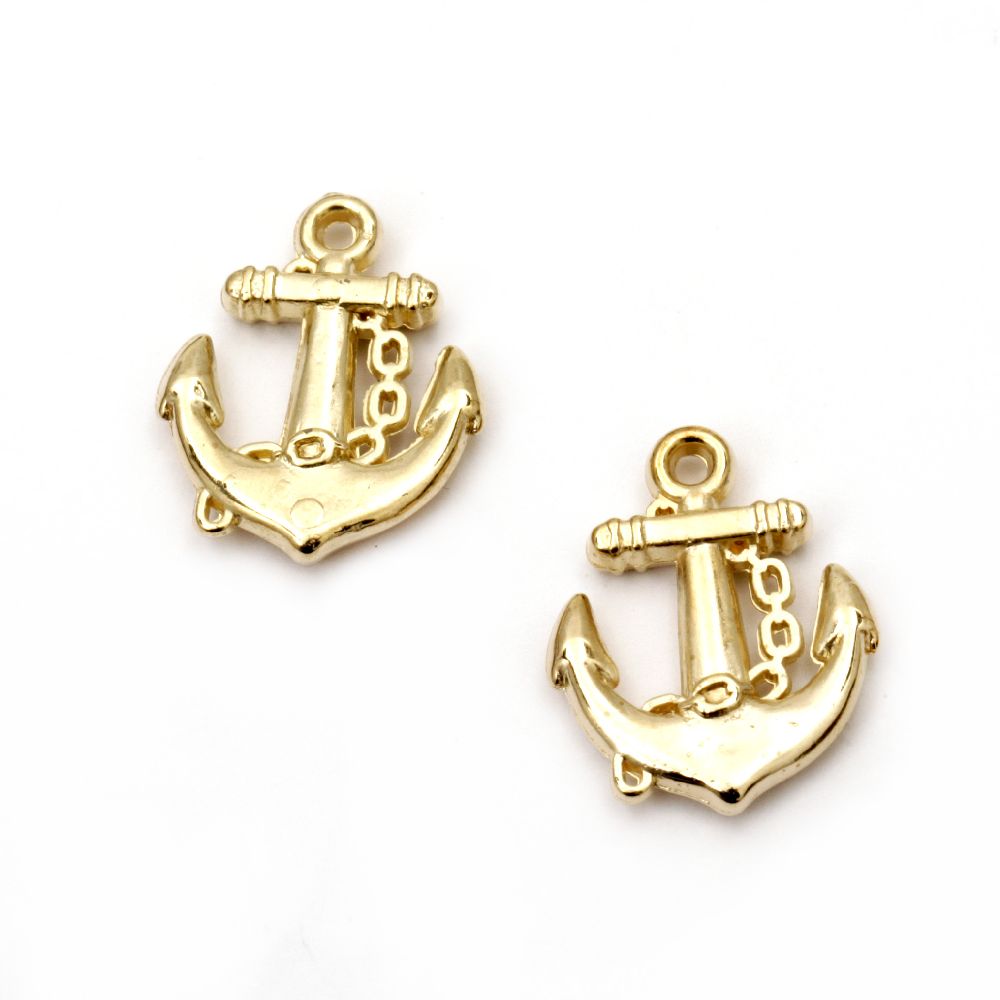Pendant CCB anchor 19x16 mm hole 1.5 mm gold color -20 pieces