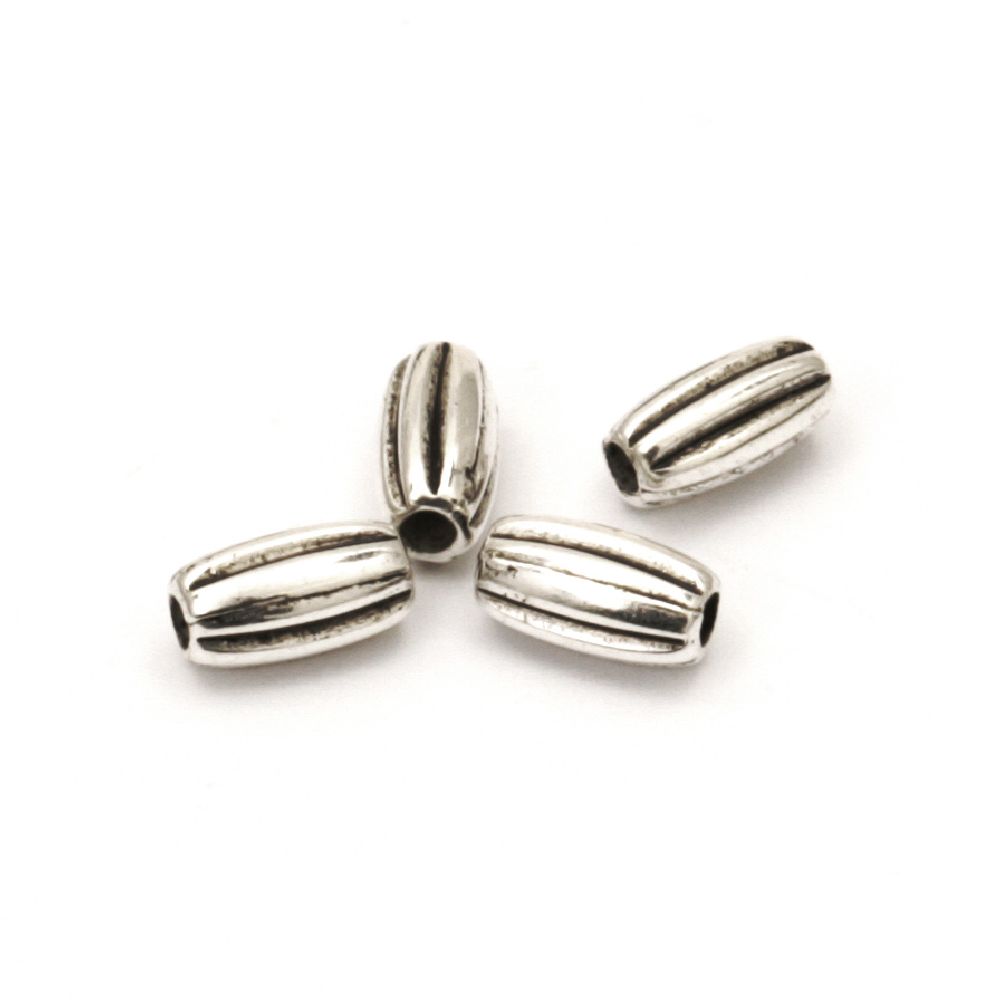 Bead CCB oval 7x4 mm hole 1 mm color silver -100 pieces