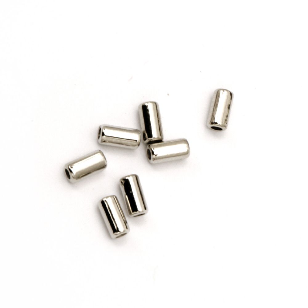 Bead CCB cylinder 6x3 mm hole 1 mm color silver -200 pieces