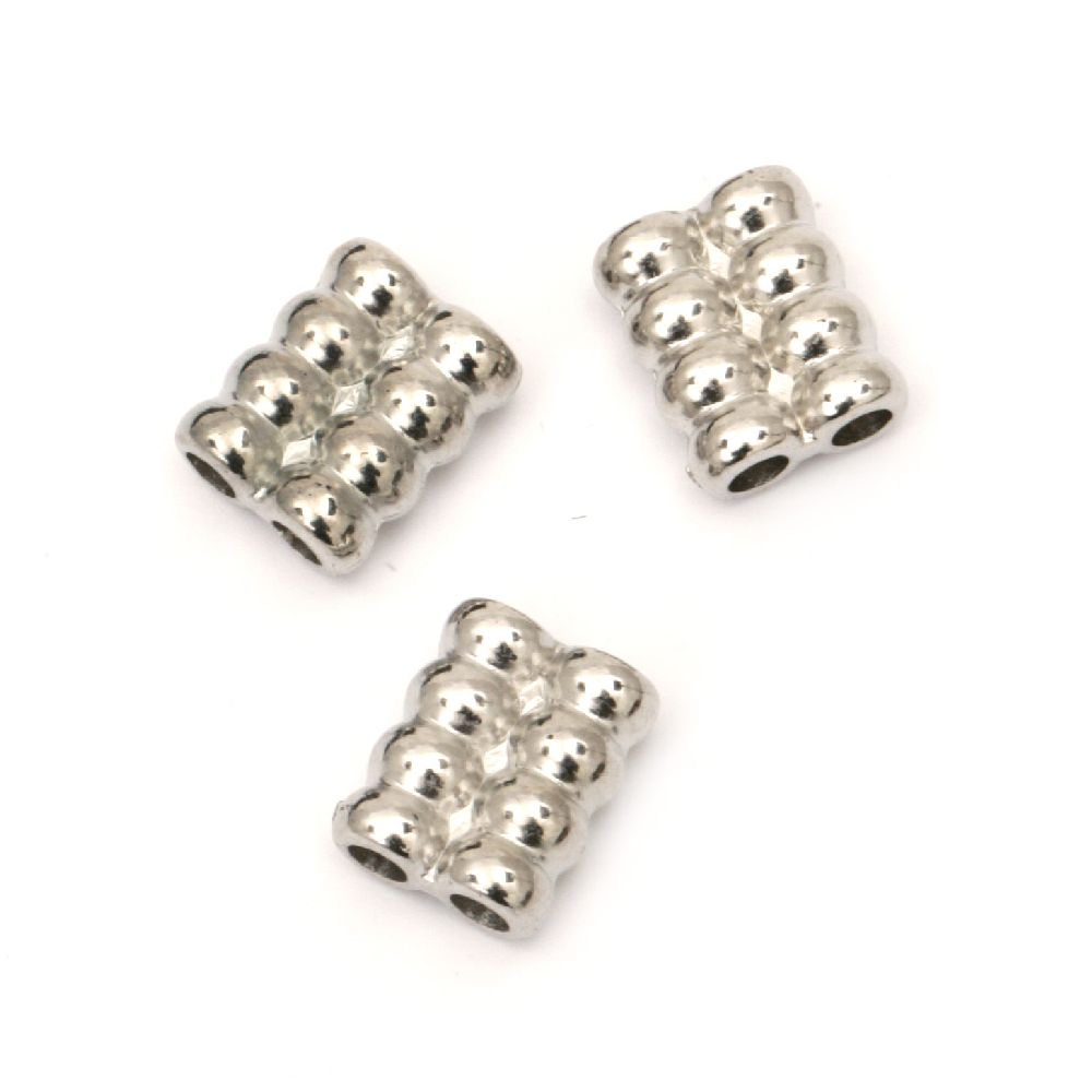 Bead CCB divider 15x12 mm two holes x 3 mm color silver -20 pieces