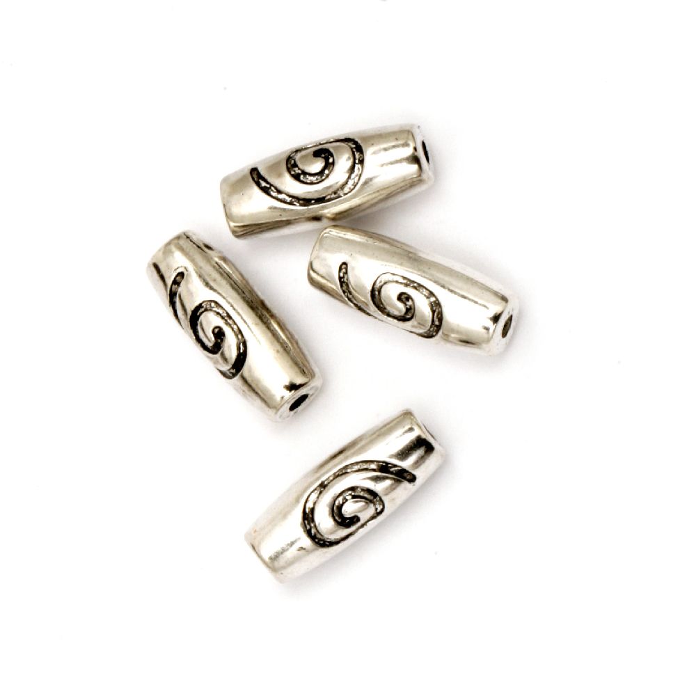Bead CCB cylinder 17x7 mm hole 1.5 mm color silver -20 pieces