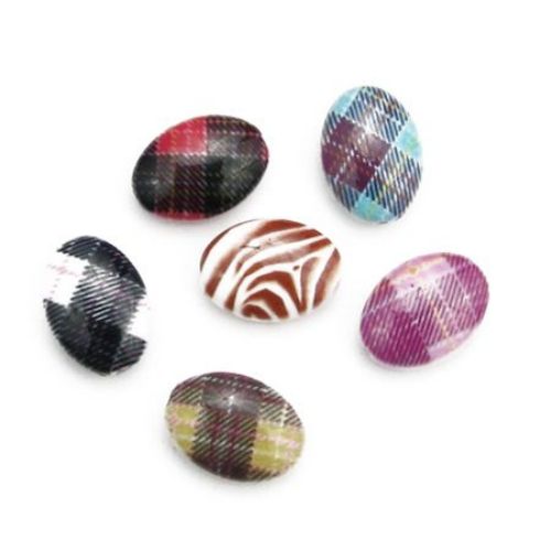 Acrylic oval bead with print 20x15x8 mm hole 1.7 mm MIX - 10 pieces  