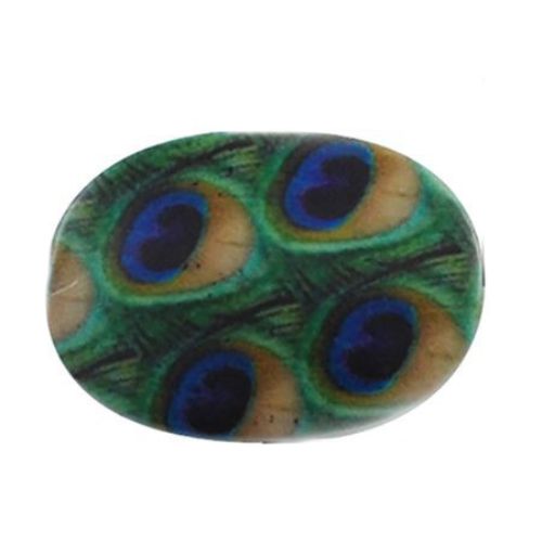 Acrylic oval bead with print 34x24x7 mm hole 2 mm - 20 grams