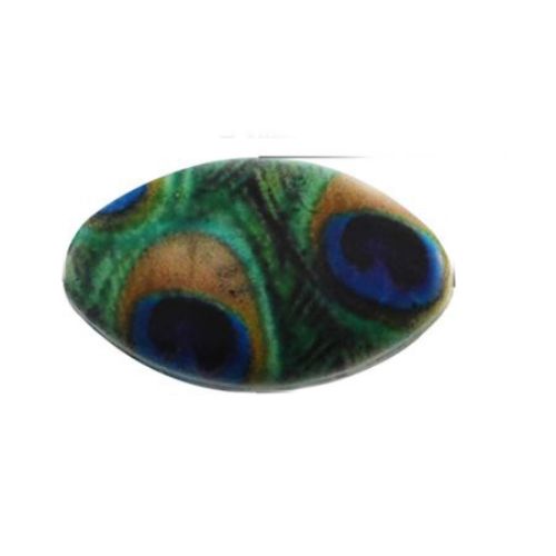 Acrylic ellipse bead with print 24x15x6 mm hole 2 mm - 20 grams