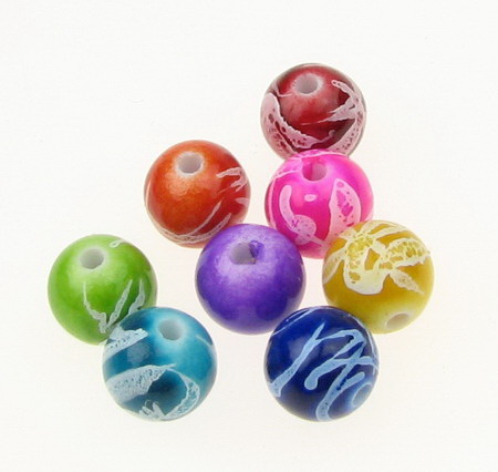 Painted bead ball 8 mm hole 2 mm color - 20 grams ~70 pieces