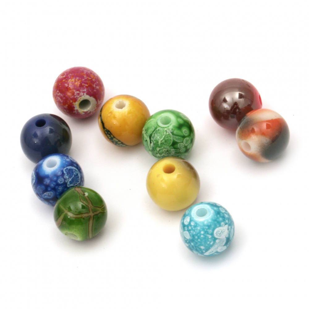 Bead solid ball 10 mm hole 2 mm color ASSORTED -20 grams ~ 36 pieces