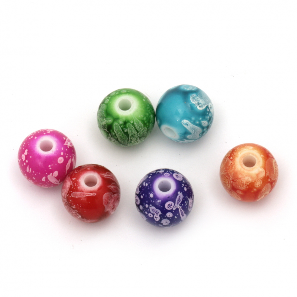 Bead solid ball 16 mm hole 3 mm sprayed color -20 grams ~ 10 pieces