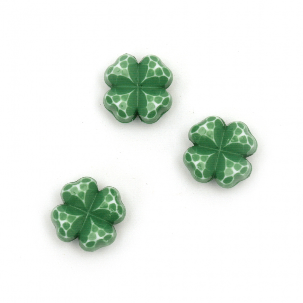 Solid Four-leaf Clover Bead, 12x5 mm, Hole: 1 mm, Green -50 grams ± 106 pieces
