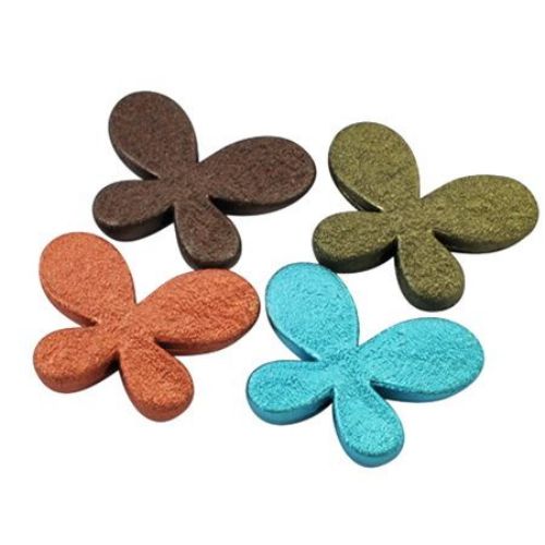 Bead rough coating butterfly 35x46x8 mm hole 3 mm color MIX -50 grams ~ 7 pieces