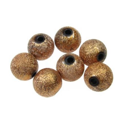 Plastic Ball with Shiny Rough Coating, 10x2 mm, Pink Gold  -20 grams