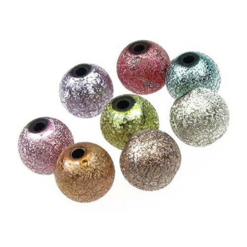 Bead rough coating ball 10 mm hole 2 mm color mix -20 grams