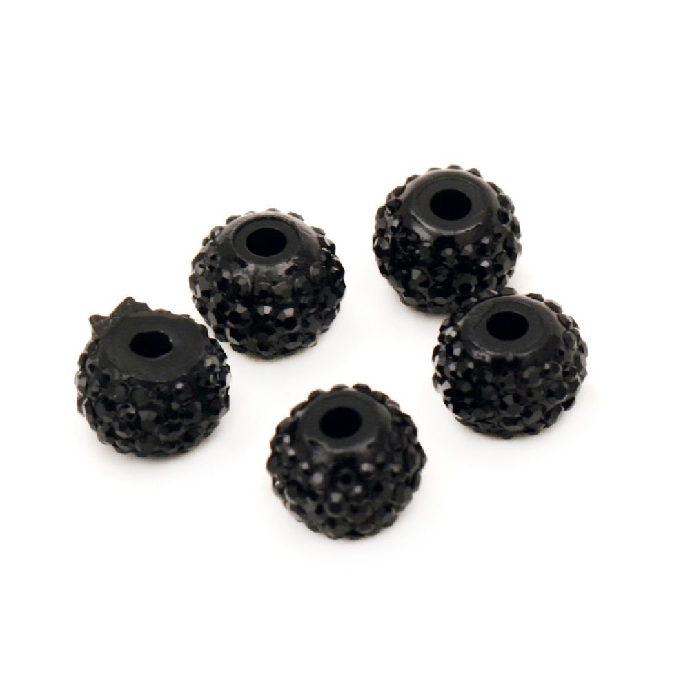 Ball-shaped Plastic Bead with Rough Coating, 7x6 mm, Black -10 pieces