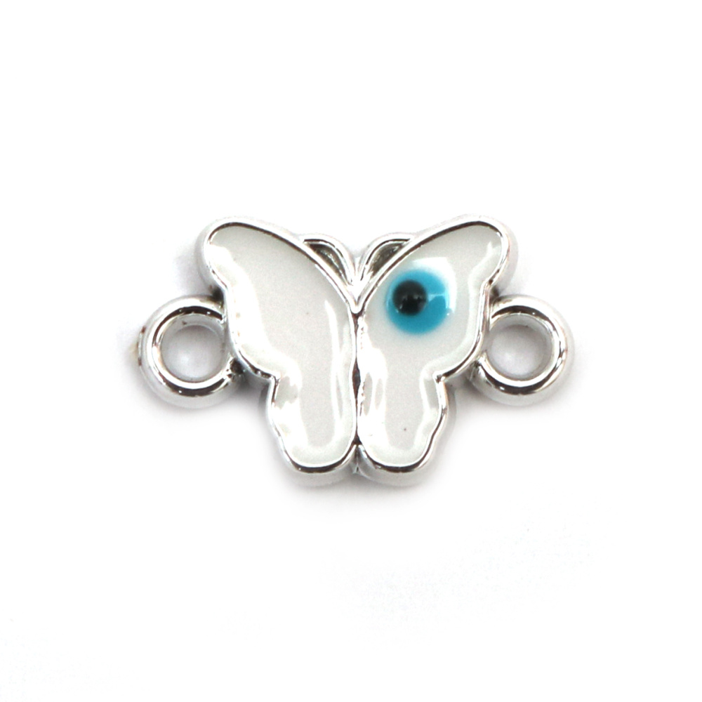 CCB Connecting Element, Butterfly with Blue Eye / 18x11x3 mm, Hole: 1 mm - 5 pieces