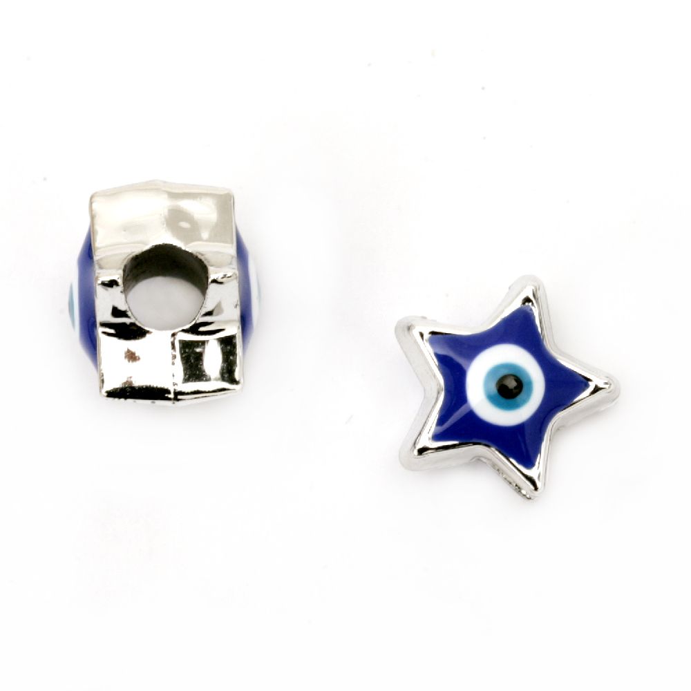 Plastic Bead CCB star 8x13x11 mm hole 4.5 mm blue eye - 5 pieces